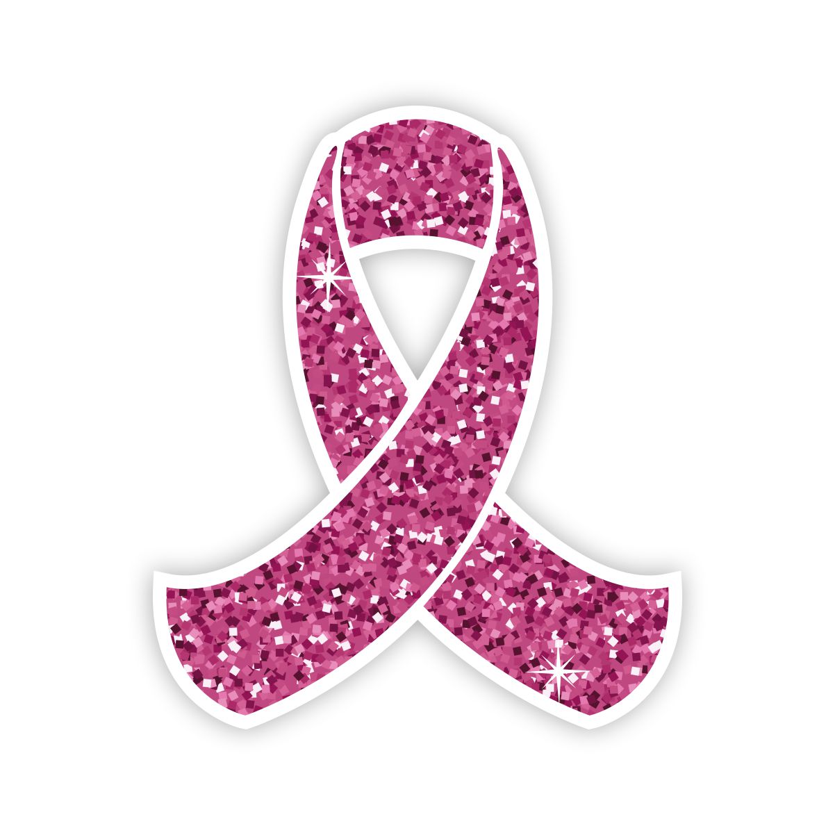 Pink Glitter Ribbon, Breast Cancer Awareness Ribbon